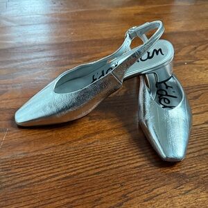 Sam Edelman Metallic Silver Slingback Heels